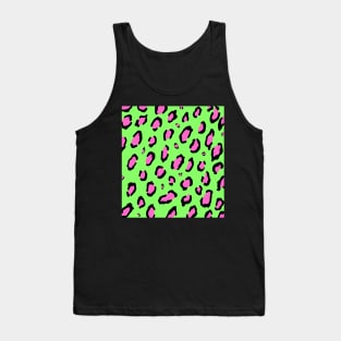 Green Pink Neon Leopard Print Animal Tank Top